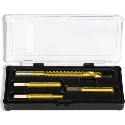 Damaged Screw Extractor with Hole Saw Drill Set 4pcs Broken Bolt Stud Stripped Screw Remover Tool