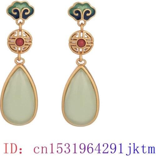 Green Jade Water drop Ear Studs Zircon Jewelry Earrings Chalcedony 925 Silver Fashion Gemstone Gifts Natural Women Crystal