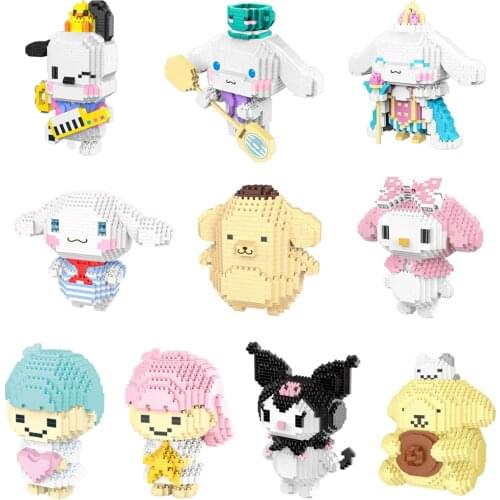 Kawaii Micro Brick Cute Dog Little Angel DIY Assembled Anime Model Mini Building Blocks Figures Toys For Christmas Present
