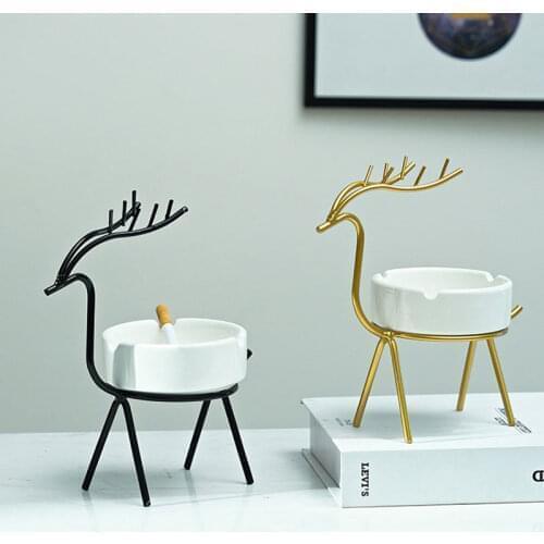 Ceramic Ashtray Hollow Out Ash Tray Ascherbecher Desktop Decor for Home Office Car Golden Black 2021 New Arrivals