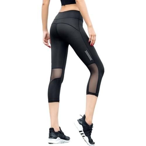 3 Colors High Waist Tigh Leggings Girl 3/4 Yoga Pants Calf-Length Yoga Running LeggingS Capri Sport Pants Women Fitness Gym