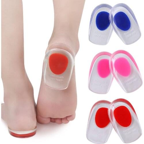 1Pair Unisex Soft Silicone Gel Insoles for Heel Spurs Pain Foot Cushion Foot Massager Care Half Heel Insole Pad Height Increase