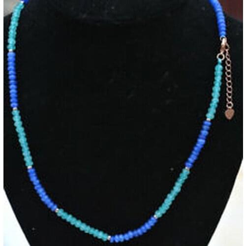 New 2x4mm Faceted Aquamarine sapphire Rondelle Gemstone Beads Necklace 18