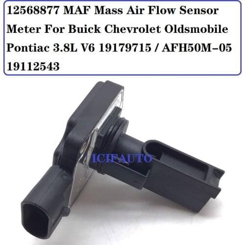 12568877 New MAF Mass Air Flow Sensor Meter For Buick Chevrolet Oldsmobile Pontiac 3.8L V6 19179715 / AFH50M-05 / 19112543