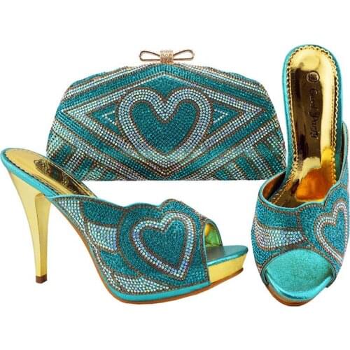 New Sky blue color Italian Shoes With Matching Bags African Women Shoes and Bags Set For Prom Party Summer Sandal JZC005