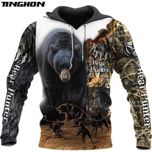 New Fashion bear HUNTING 3D Printed Shirts 3D Print Hoodies/Sweatshirt/Zipper Man Women big black bear Bow Hunter XS-7XL