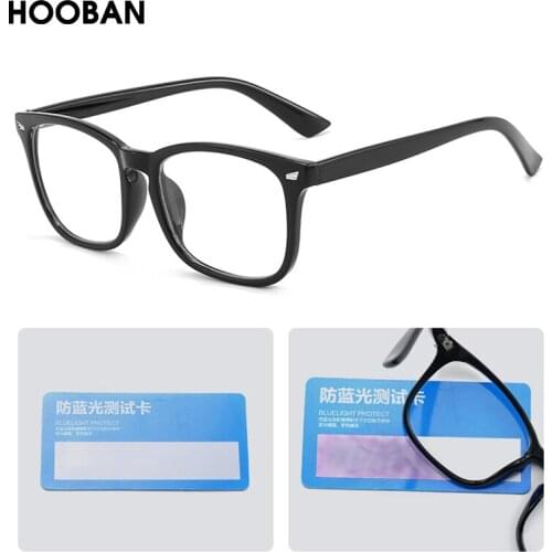 HOOBAN TR90 Blue Light Blocking Glasses Men Women Fashion Square Real Anti Blue Ray Glasses Male Computer Protective Eyeglass