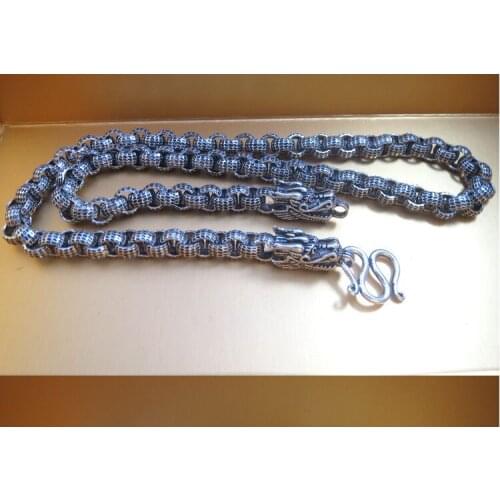 Authentic Thai Silver Necklace for Men retro 925 Sterling Silver Necklace domineering leading