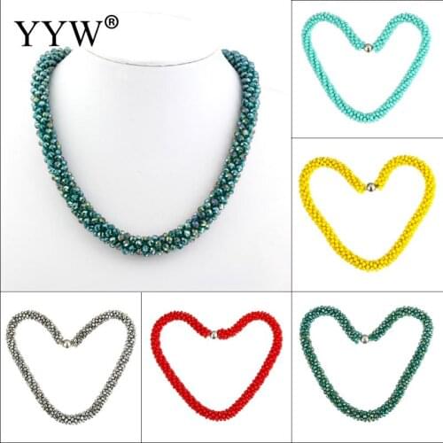 12pc Resin Necklace For Women Choker Stainless Steel Box Clasp Faceted Beads Strand 15inch Boho Jewelry Gift Collier Femme