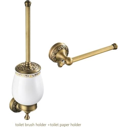 Toilet Paper Stand Solid Brass Toilet Brush Holder Bathroom Accessories Set Toilet Roll Paper Holder Bronze Brushed Towel Ring