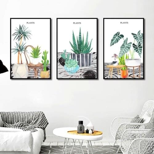 Simple Watercolor Green Plant Art Poster Wall Art Print Canvas Painting Picture Modern Home Living Room Decor