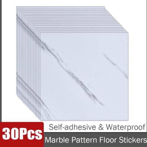 30Pcs Self-Adhesive Marble Tiles Stickers PVC Renovation DIY Decor for Floor Ground Wall Living Room Bathroom Kitchen 30x30CM