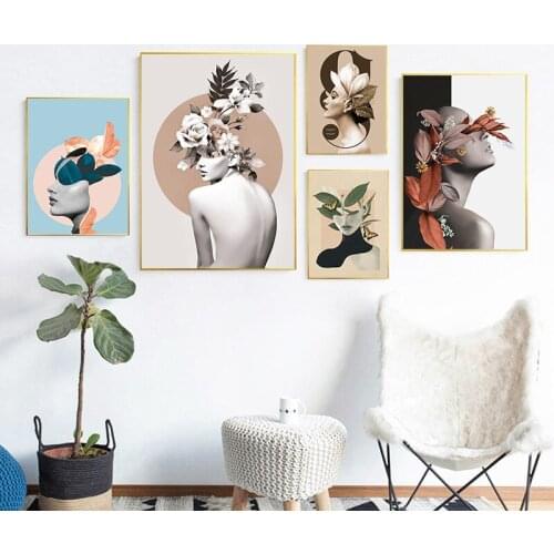 Sexy Naked Women Posters and Prints Nordic Flowers Nude Figure Canvas Painting Abstract Wall Art Picture for Living Room Decor