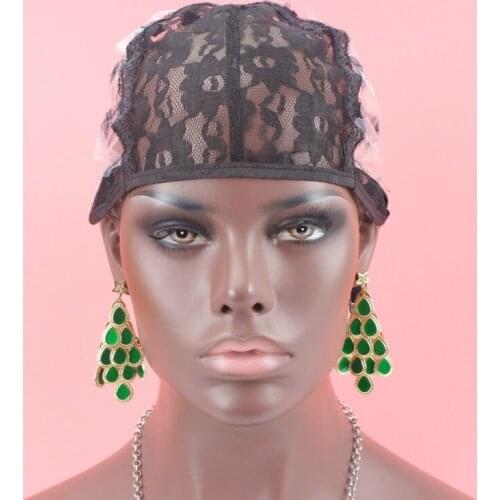 S/M/L Machine Made Medium Size Black Color Wig Caps For Making Weaving Wigs With Adjustable Strap On The Back