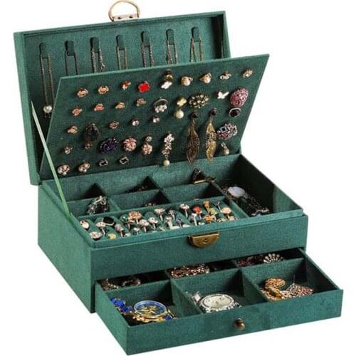 2021 New Vintage Jewelry Box Classical Oriental Charm With Antique Retro Brass Lock Large Capacity jewelry organizer