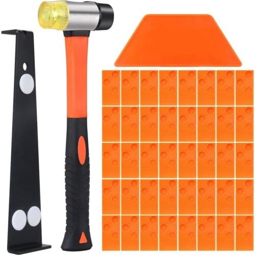 New Laminated Wood Floor Installation Tool Kit with Tapping Block Rod, Reinforcement Hammer and 40 Wedge Spacers