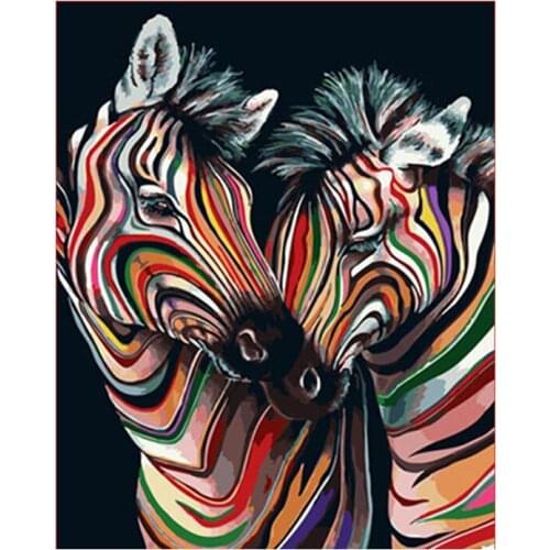Zebra Paints By Number On Canvas With Frame 60x75 For Adult DIY Kits Painting Animal Coloring Picture By Number Home Decoration