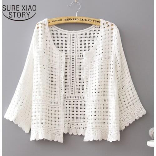 Women summer jacket short style loose hollow solid women clothing fashion 2021 new casual open stitch sweet clothing 0308 40