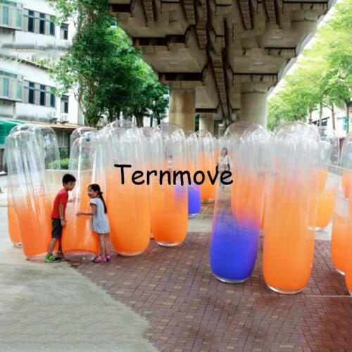 1.5M Inflatable clear tumbler pillar tube kids toy Punching Tower Bag Boxing Standing Water Base Bounce Back Sandbag