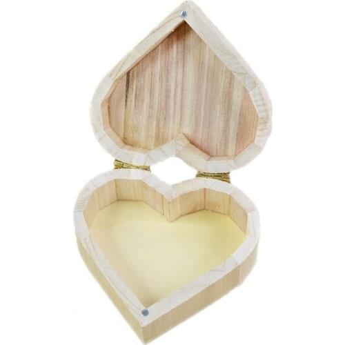 1pc Magnet Buckle Wooden Storage Box Jewelry Necklace Rings Box Portable Heart Shape Wood Large Capacity Home Ring Case Gift
