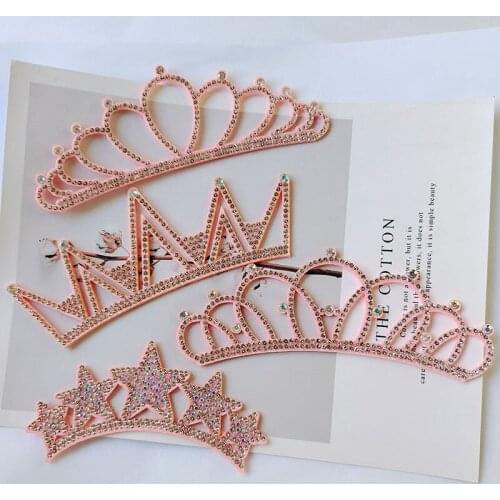 10Pcs/Lot Multi Style Felt backside Diamond Crown Patches Appliques for DIY Headband Material And Christmas hat Accessories