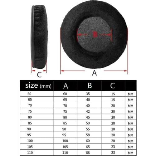 2Pcs/1Pair Velvet Universal Headphone Cushions Replacement Ear Pads Cushion 70mm 90mm 60mm-110mm For All Earphone XXUC