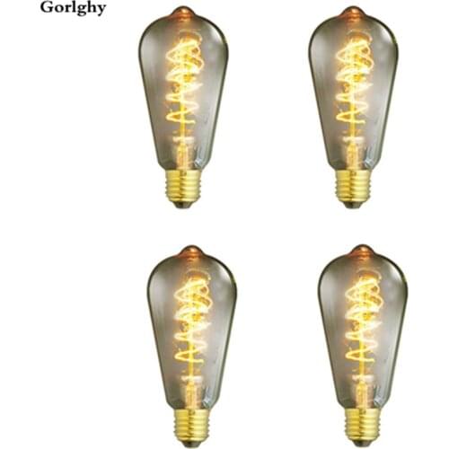 4pcs/lot 40W E26/E27 ST64 Warm White Retro Dimmable Decorative Incandescent Vintage Edison Light Bulb 220-240V for Dection