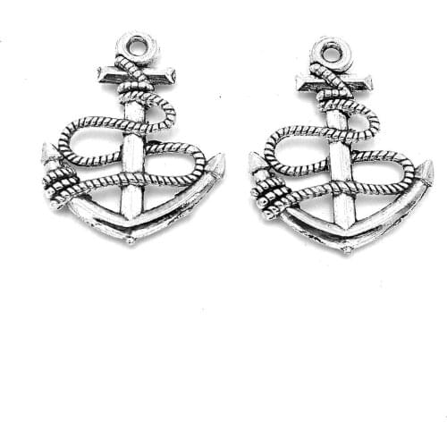 50pcs Anchor charms pendant 24x19mm antique silver ornament accessories jewelry making DIY base material