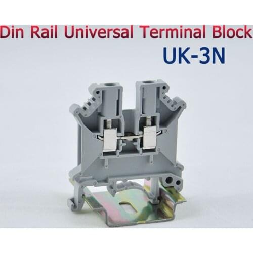 50pcs UK-3N DIN Rail Universal Terminal Blocks Screw Type UK3N Phoenix Type High Quality
