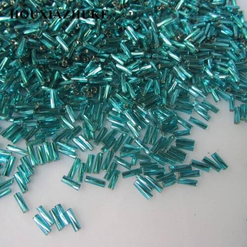 6 mm long silver lined colors glass twisted bugle seed beads for sewing garment decoration