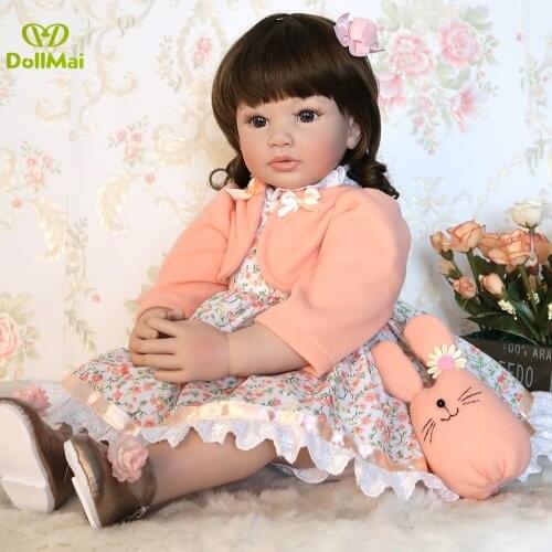 60cm Silicone Vinyl Reborn Baby Doll Toys Lifelike 24inch Princess girl Toddler Babies Dolls bebe reborn menina bonecas
