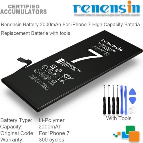 Renensin Battery 2000mAh For iPhone 7 High Capacity Bateria Replacement Batterie with tools
