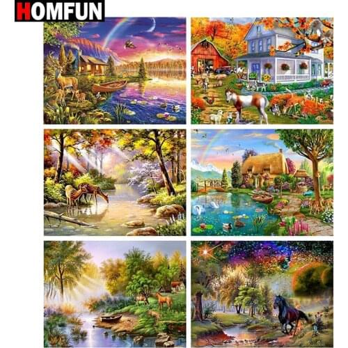 HOMFUN Diy 5d Diamond Painting "beautiful scenery" Cross Stitch Square Round Diamond Embroidery Handwork Rhinestone Art