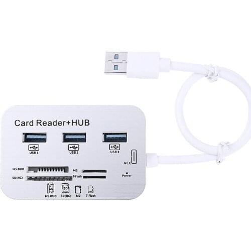 New Arrivals Aluminum 3 Port USB 3.0 Hub MS SD M2 TF Multi-In-1 Memory Card Reader Adapter For Computer Accessories