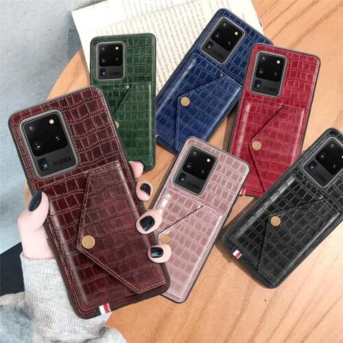 Leather Purse Wallet Case For Samsung S20 Ultra 10 Plus Cover with Card Pocket Kickstand Case for Note 10 Pro A21 A41 A51 Case