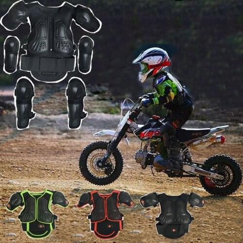 Black 4-15 Years Child Motocross Full Body Protect Armor Chest Spine Knee Elbow Guard Motorcycle Vest Suits