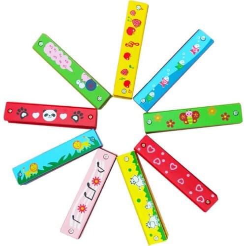 Wooden Double-row Harmonica Toy Musical Instrument Children Kids Early Educational Music Toy Gift Boys Girls HOT