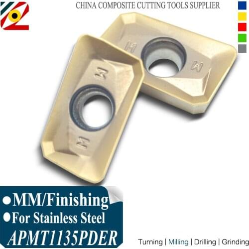 EDGEV 10PCS APMT1135 PDER MM APMT1135PDR M2 APMT1135PDER H2 SS Milling Carbide Inserts for Indexable End Mill Cutter CNC