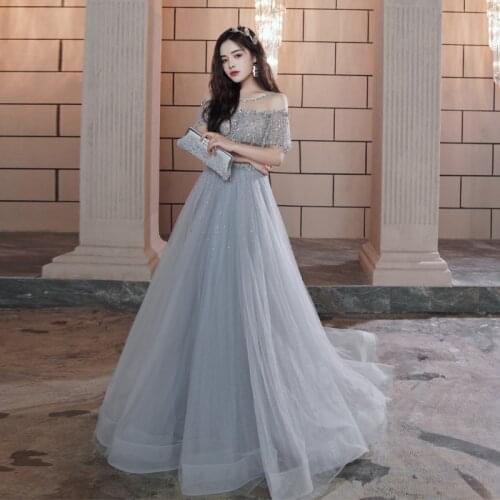 Elegant Evening Dresses Long 2020 Sequins A Line Formal Party Dress Long Prom Gown Vestido De Festa Plus Size 3XL