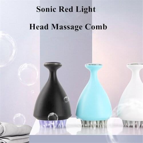 Electric Silicone Head Scalp Relax Massager Brush Hair Shampoo Comb Anti Hair Loss Treatment Sonic Red Light Vibration Massager