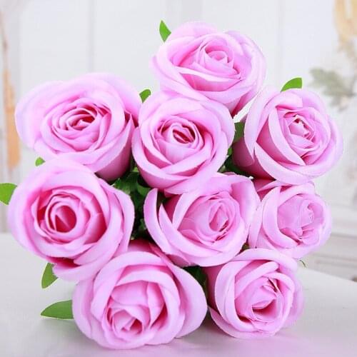 Purple lavender New Year Gift Real Touch Rose Decor Rose Artificial Flowers Silk Flowers Latex Wedding Bouquet Party Birthday