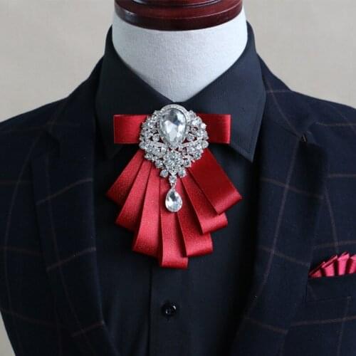 Mens Rhinestone Bow Tie High-end Banquet Wedding Groom Groomsman Host Suit Shirt Jewelry Adult Luxury Handmade Bowtie Female