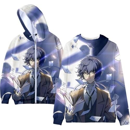 Harajuku Anime Bungo Stray Dogs 3d Hoody Print Fashion Men Women Zipper Hoodies Jackets Tops Long Sleeve Cool Hooded Sweatshirts