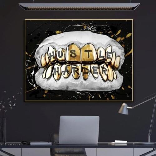 Hustle Harder Canvas Painting Modern Wall Art Motivational Posters Prints Office Decor Entrepreneur Inspirational Wall Pictures