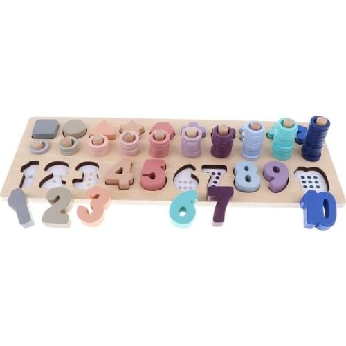 Block Toy Geometric Shape Number Matching Toy Exercise Kid Hands-on Ability