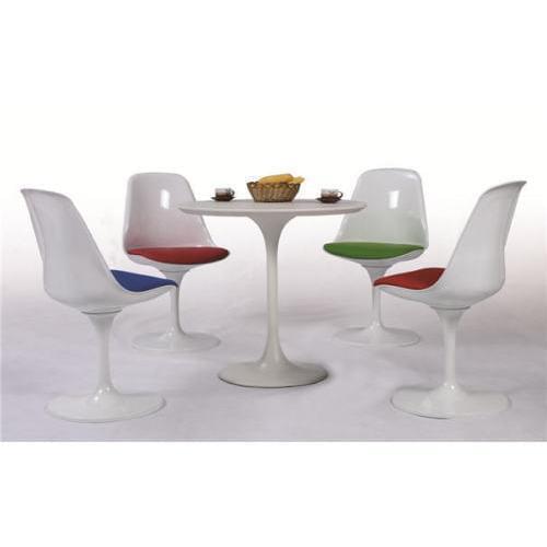 Table round Lunch Saarinen Tulip White Diam 70 cm Lacquered Polished Round