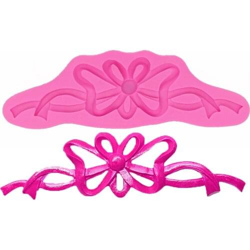 Bowknot Ribbon Cake Border Mold, Silicone Mould for Fondant, Fondant Cake Decorating Lace Molds, cake decorating tools T1219
