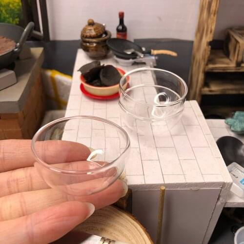 New Glass Fruit Bowl Salad Bowl Mini Soup Plate Kitchen Accessories 1:12 Dollhouse Miniature