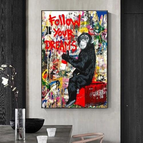 Monkey Gorilla Animal Street Graffiti Canvas Painting Wall Art Prints and Poster Decoration Living Room Wall Art Decoration