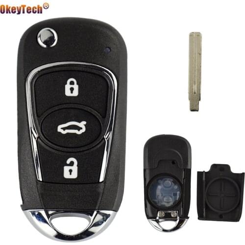 OkeyTech 3 Button Modified folding key for Kia sportage picanto rio k2 K5 cerato ceed soul for Hyundai Flip Remote Car Key Shell